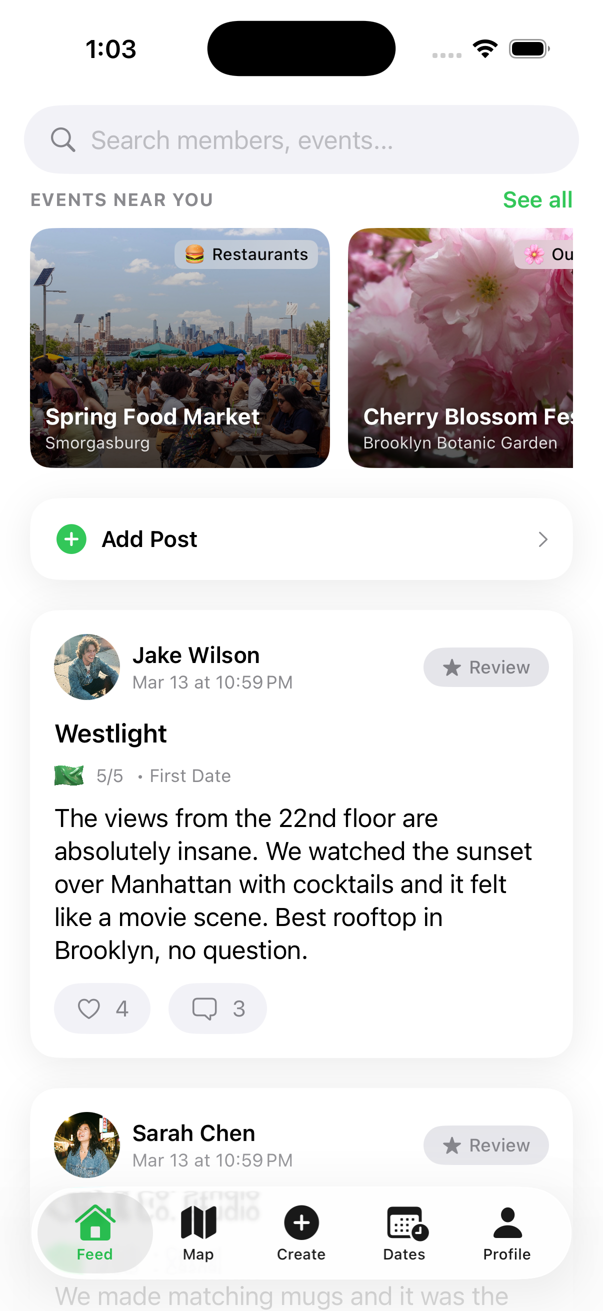 Friend activity feed